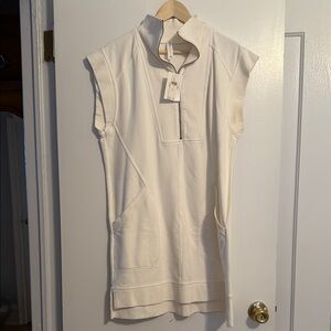 Cream Polo Collar Boxy Tunic Sweatshirt